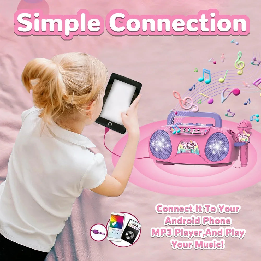 Kids Karaoke Machine with Mic & Guitar – Sing & Play with Lights!