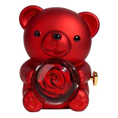 Cute Teddy Bear with Preserved Rose