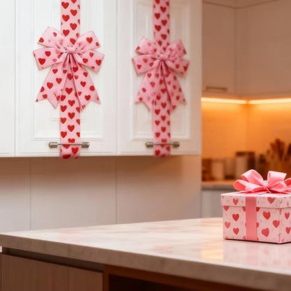 Valentine's Day Pink Heart Large Bow Decoration