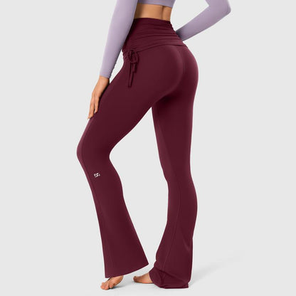 Fold Over No Front Seam Flared Leggings
