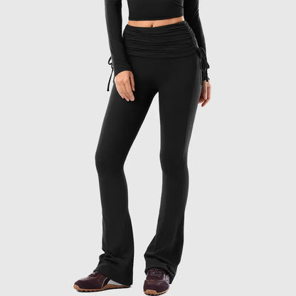 Fold Over No Front Seam Flared Leggings