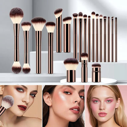 20-piece coffee-coloured makeup brush set