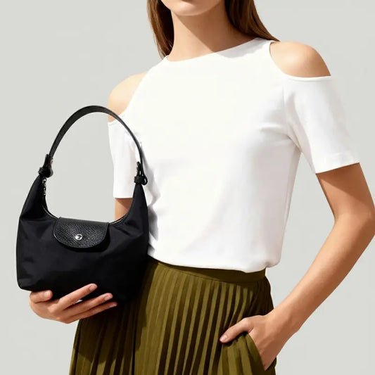 Stylish Nylon Crescent Satchel with Adjustable Strap