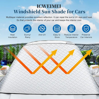 Car Windshield Snow & Sun Shade - Durable Winter/Summer Protector