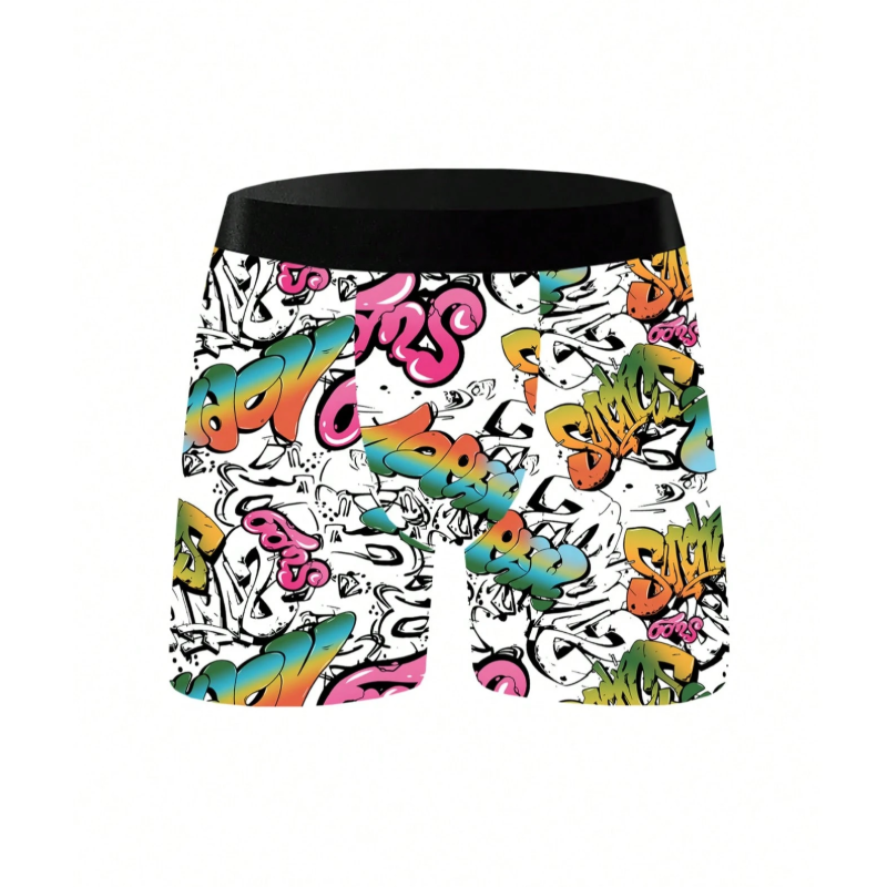 Men's Cartoon Tie-Dye Striped Boxer Briefs