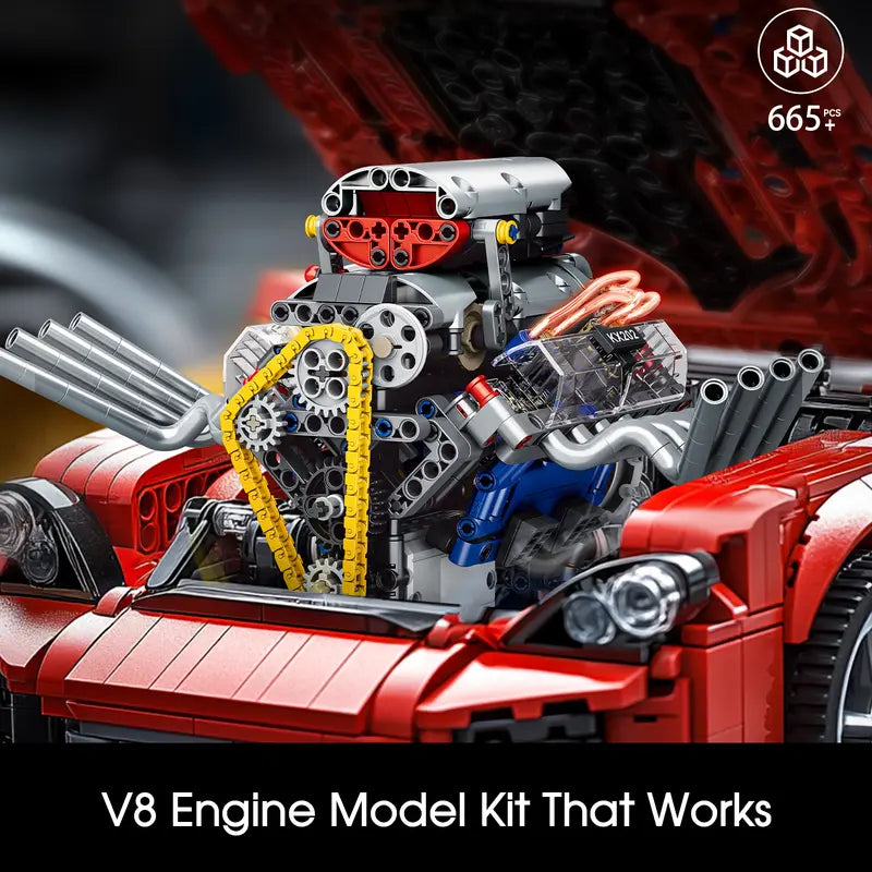 665PCS Working V8 Engine Model Kit