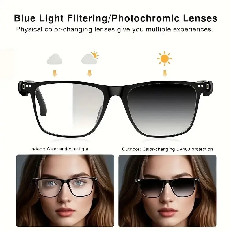 🔥AI Chat Smart Glasses: Translation + Photochromic & Hands-Free Audio