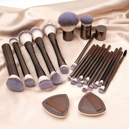 20-piece coffee-coloured makeup brush set