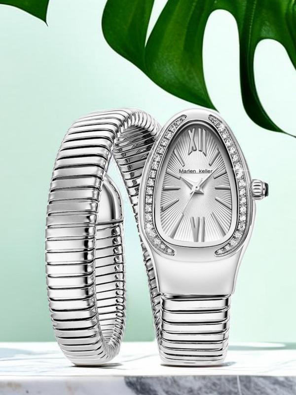 Gold Rhinestone Snake Watch - Women's Elegant Gift Accessory
