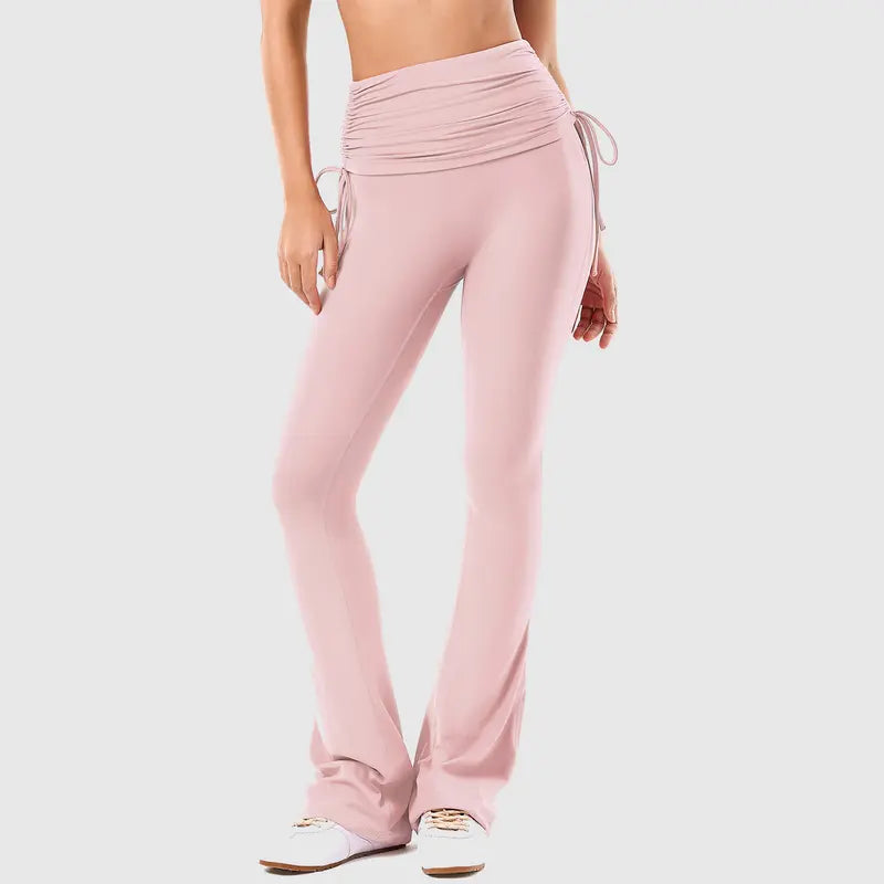 Fold Over No Front Seam Flared Leggings