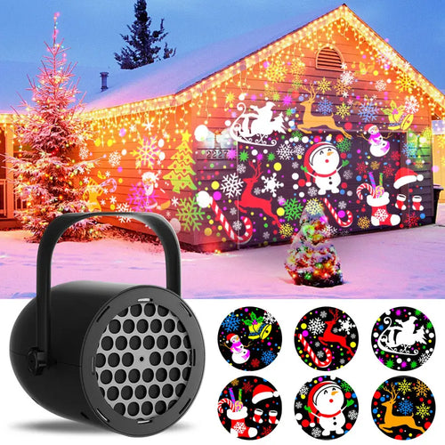 16-Pattern USB Christmas Projector – Home & Car Holiday Magic!