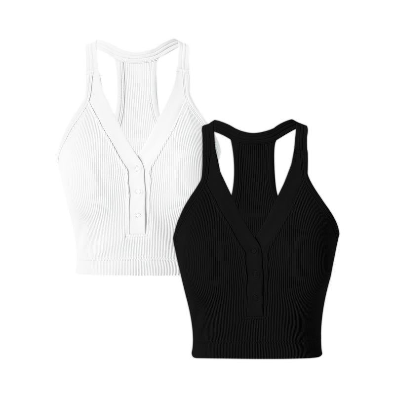 V-Neck Ribbed Sports Bra
