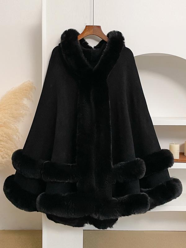 Luxury Faux Fur Hooded Cape