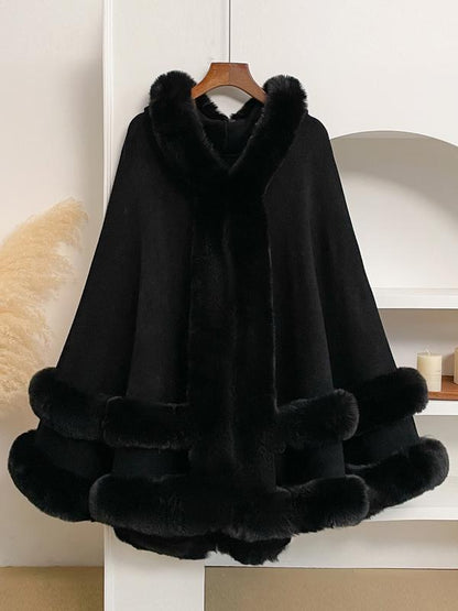 Luxury Faux Fur Hooded Cape