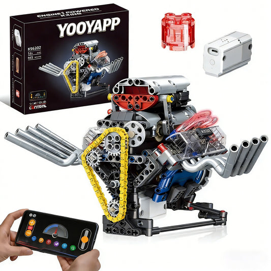 665PCS Working V8 Engine Model Kit