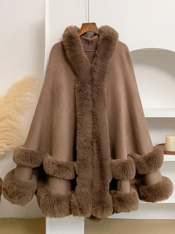 Luxury Faux Fur Hooded Cape