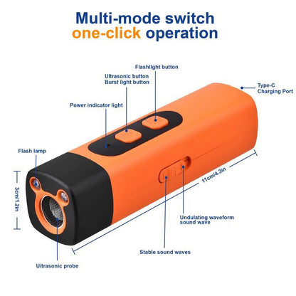 30FT Sonic Dog Bark Deterrent with LED Flashlight