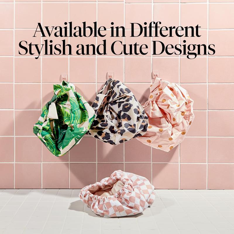 Terracotta Checker Satin Shower Cap