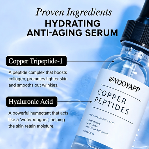 Copper Peptides Serum for Face - Anti-Aging Facial Serum for Skin Smoothness