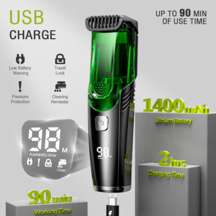 Men's 2-in-1 Vacuum Trimmer - Rechargeable Waterproof 2025