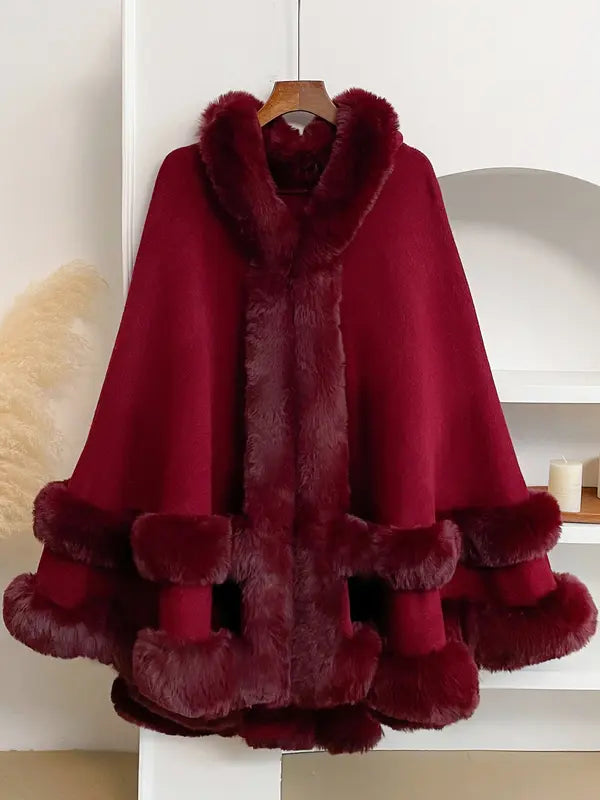 Luxury Faux Fur Hooded Cape