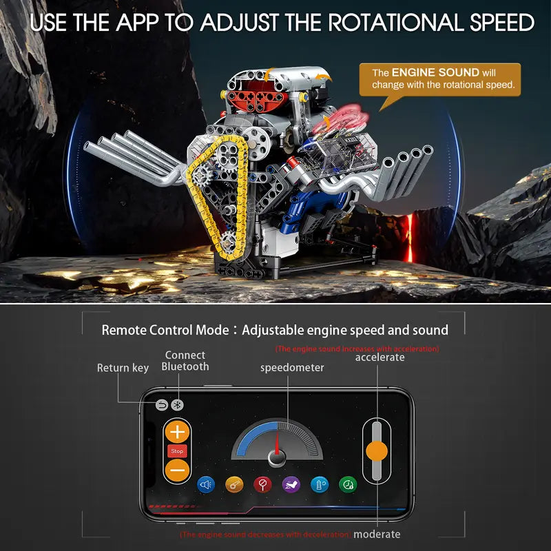 665PCS Working V8 Engine Model Kit