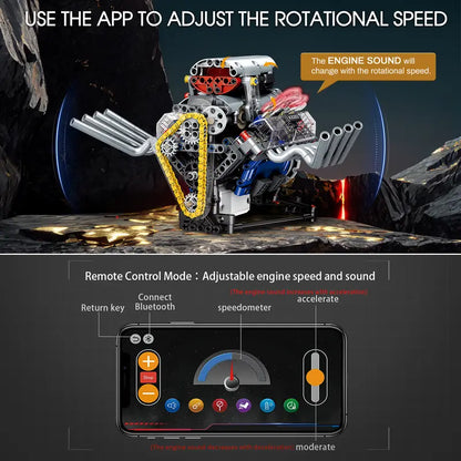 665PCS Working V8 Engine Model Kit