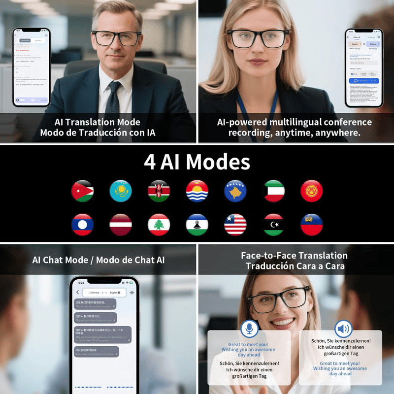 🔥AI Chat Smart Glasses: Translation + Photochromic & Hands-Free Audio