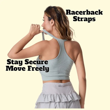 V-Neck Ribbed Sports Bra