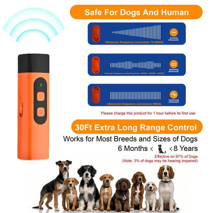 30FT Sonic Dog Bark Deterrent with LED Flashlight