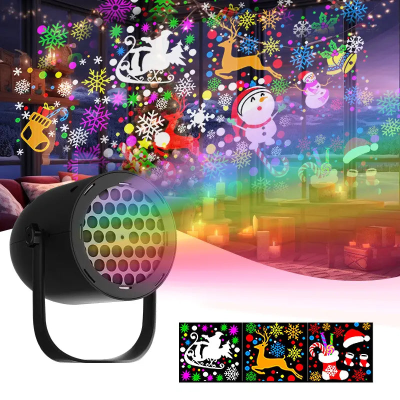 16-Pattern USB Christmas Projector – Home & Car Holiday Magic!