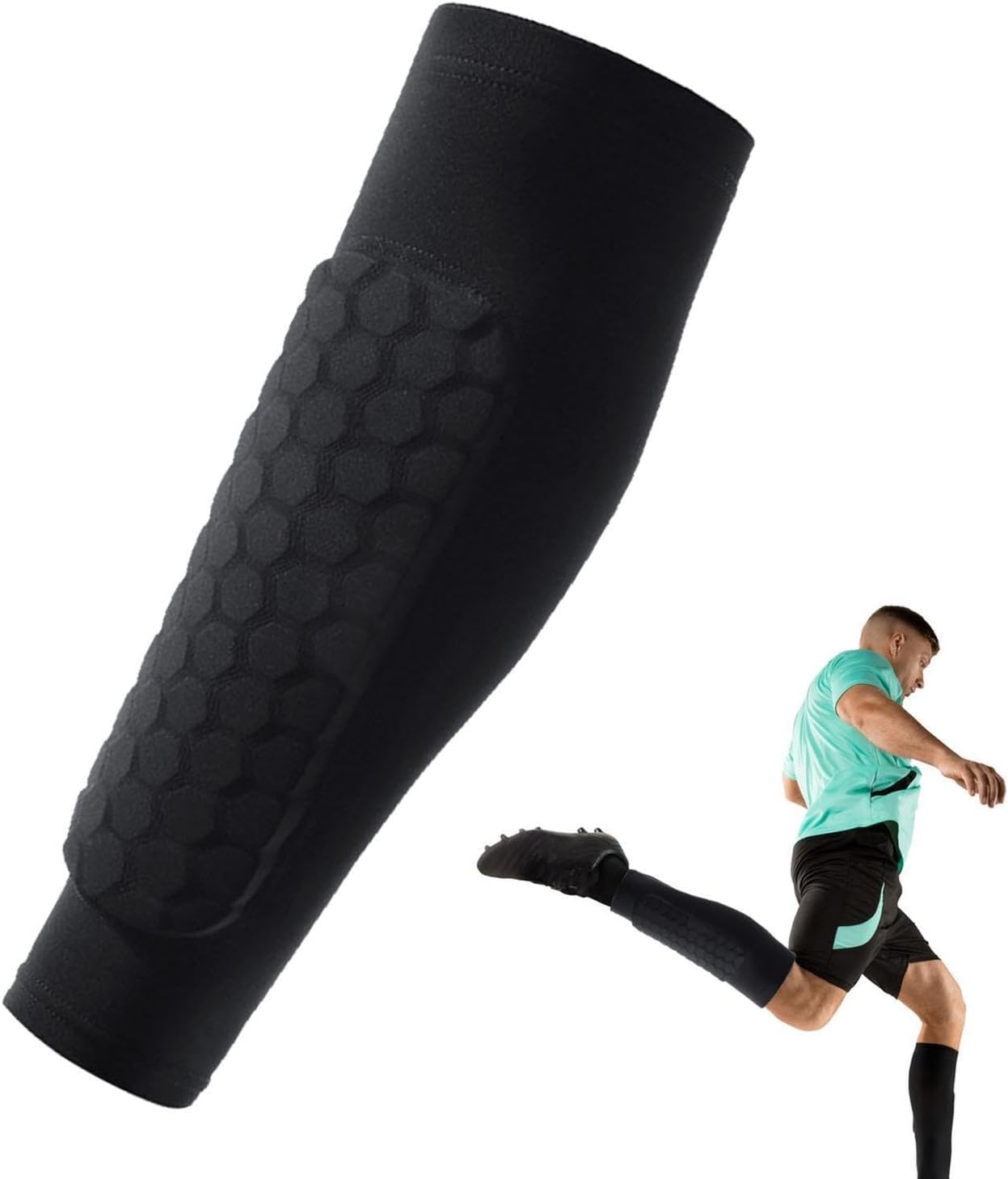 2X Outdoor Soccer/Football Shin Guards - Honeycomb Calf Protective Gear