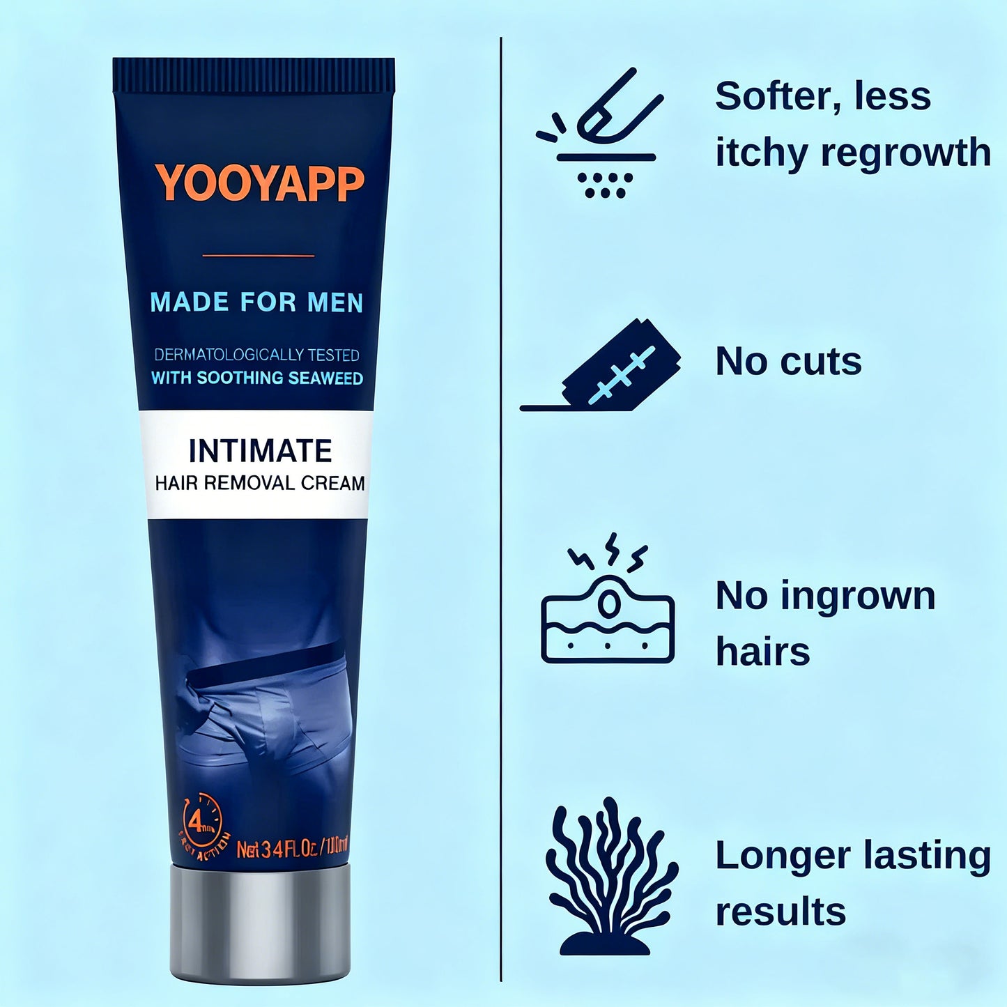 Premium Intimate Hair Removal Cream for Men coarse male body hair