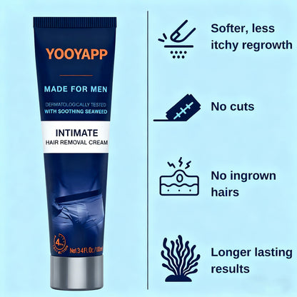 Premium Intimate Hair Removal Cream for Men coarse male body hair
