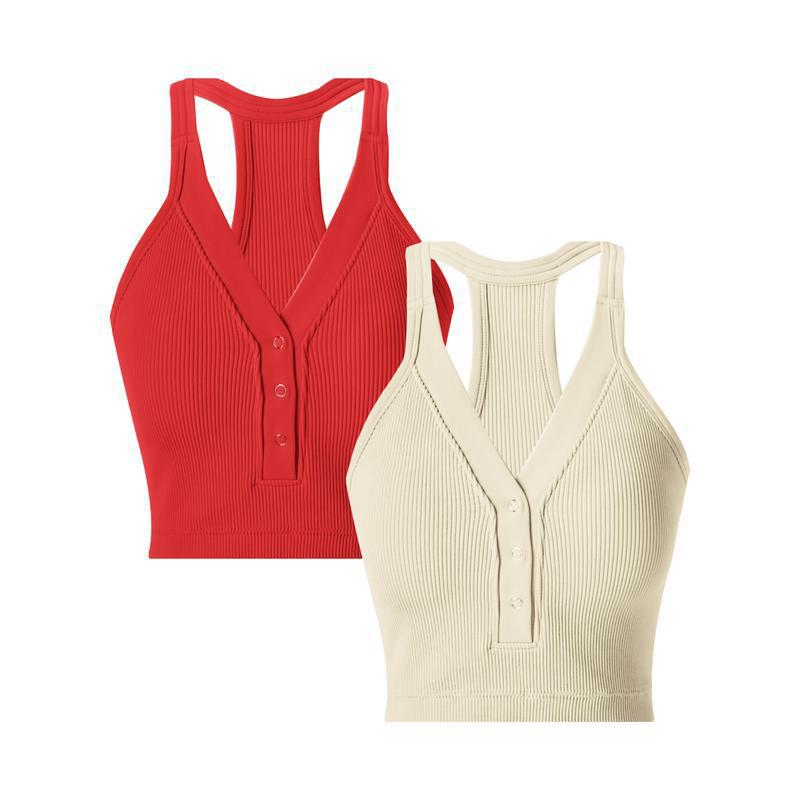 V-Neck Ribbed Sports Bra