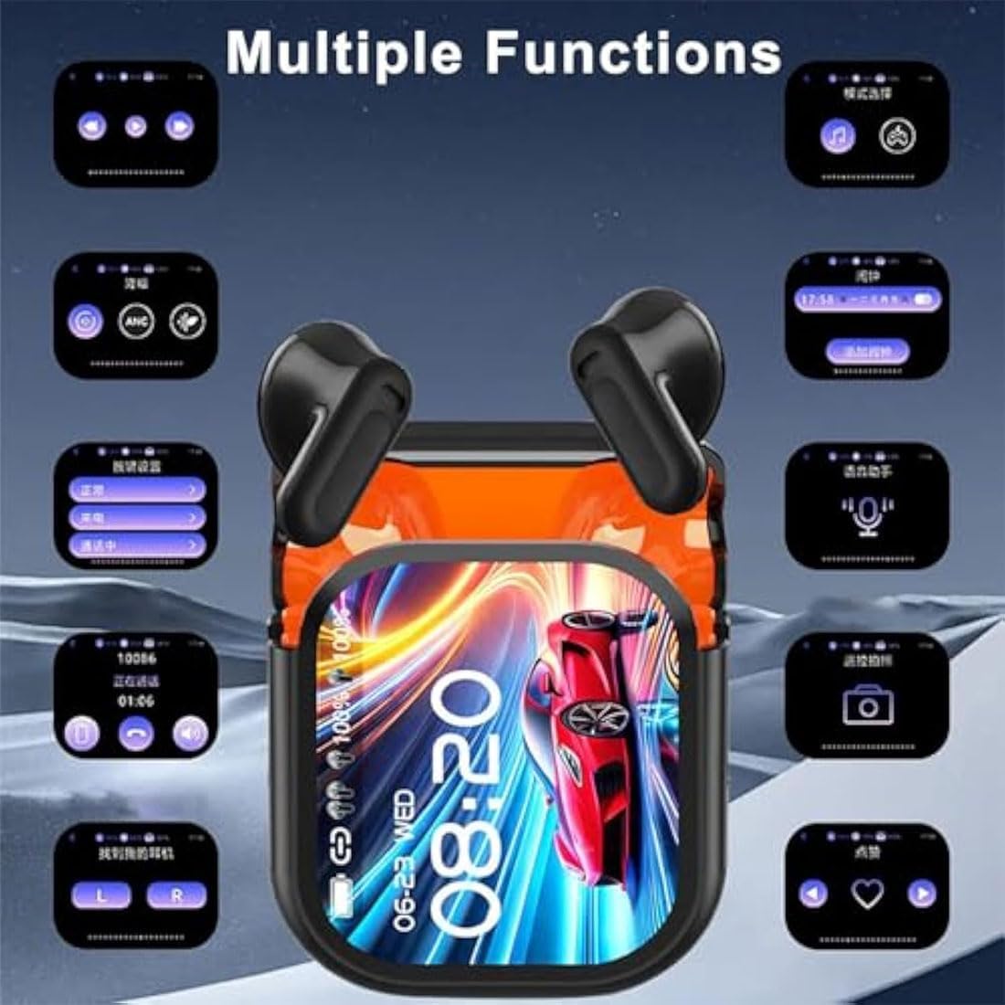 AI Translator Earbuds with Smart Display