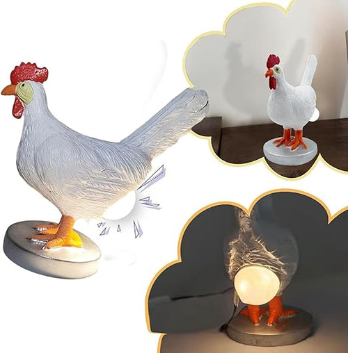 Realistic Resin Chicken Lamp with LED Egg Bulb
