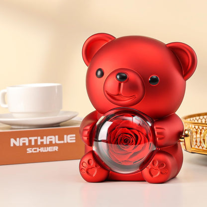 Cute Teddy Bear with Preserved Rose