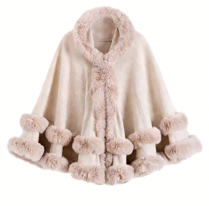 Luxury Faux Fur Hooded Cape