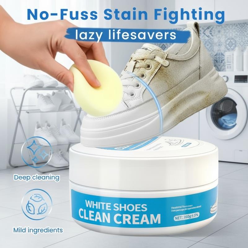 No-Wash White Shoe Cleaner Cream with Sponge