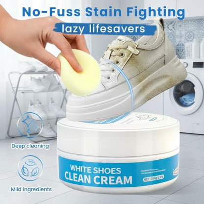 No-Wash White Shoe Cleaner Cream with Sponge