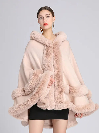 Luxury Faux Fur Hooded Cape