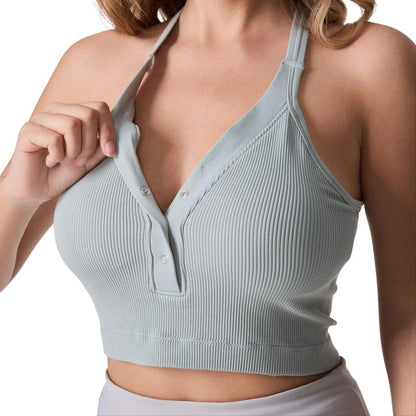 V-Neck Ribbed Sports Bra