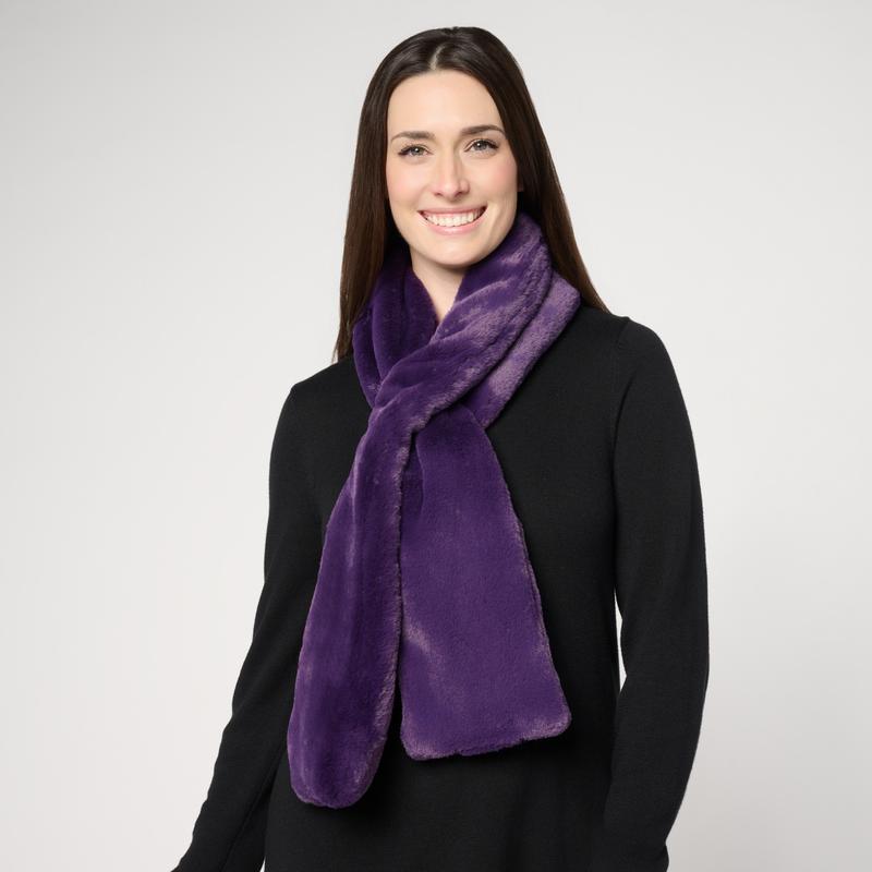 Faux Fur Scarf With Hidden Zipper Pocket
