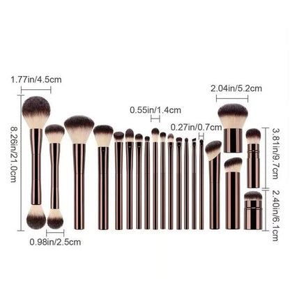 20-piece coffee-coloured makeup brush set