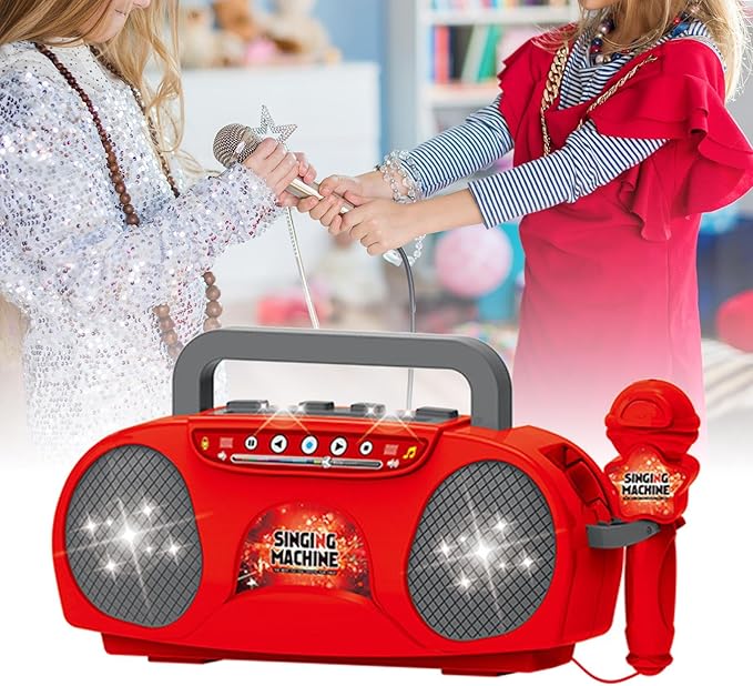 Kids Karaoke Machine with Mic & Guitar – Sing & Play with Lights!