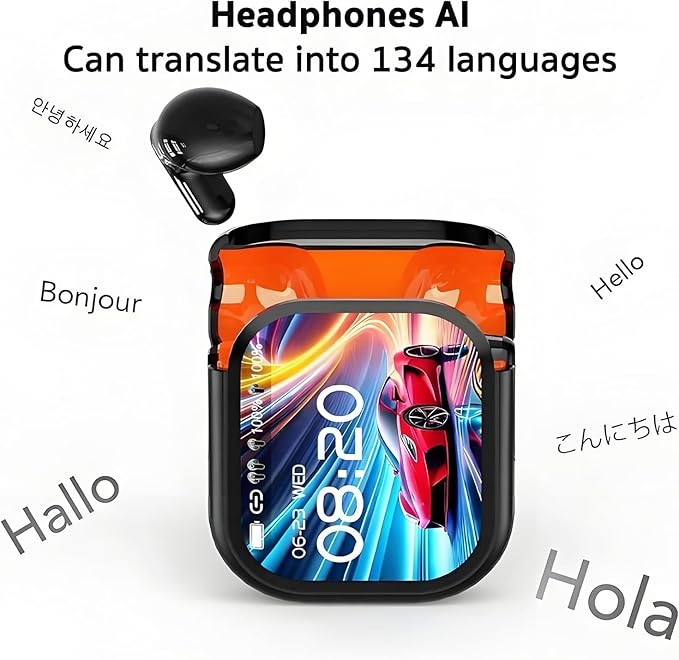 AI Translator Earbuds with Smart Display