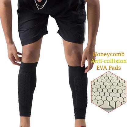 2X Outdoor Soccer/Football Shin Guards - Honeycomb Calf Protective Gear