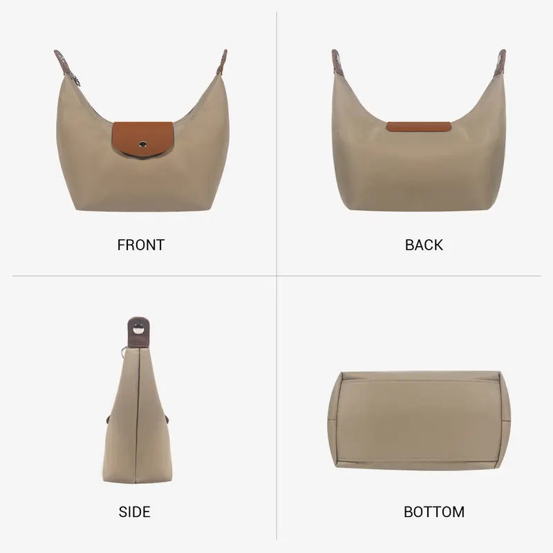 Stylish Nylon Crescent Satchel with Adjustable Strap