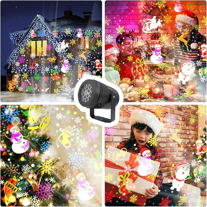 16-Pattern USB Christmas Projector – Home & Car Holiday Magic!